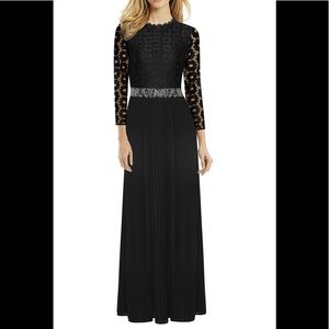 XXL Black formal lace and pleated gown. NWT